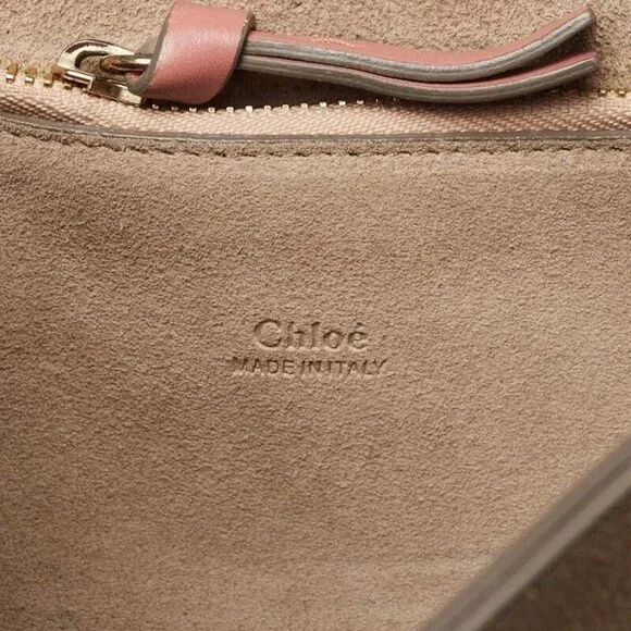 Chloe Pink/Brown Leather and Suede Faye Medium Shoulder Bag